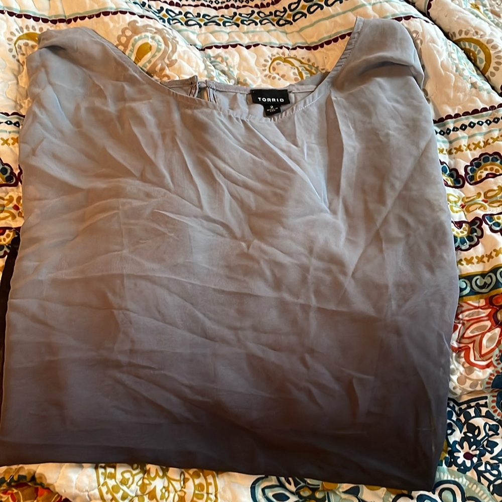 Torrid sheer grey black top